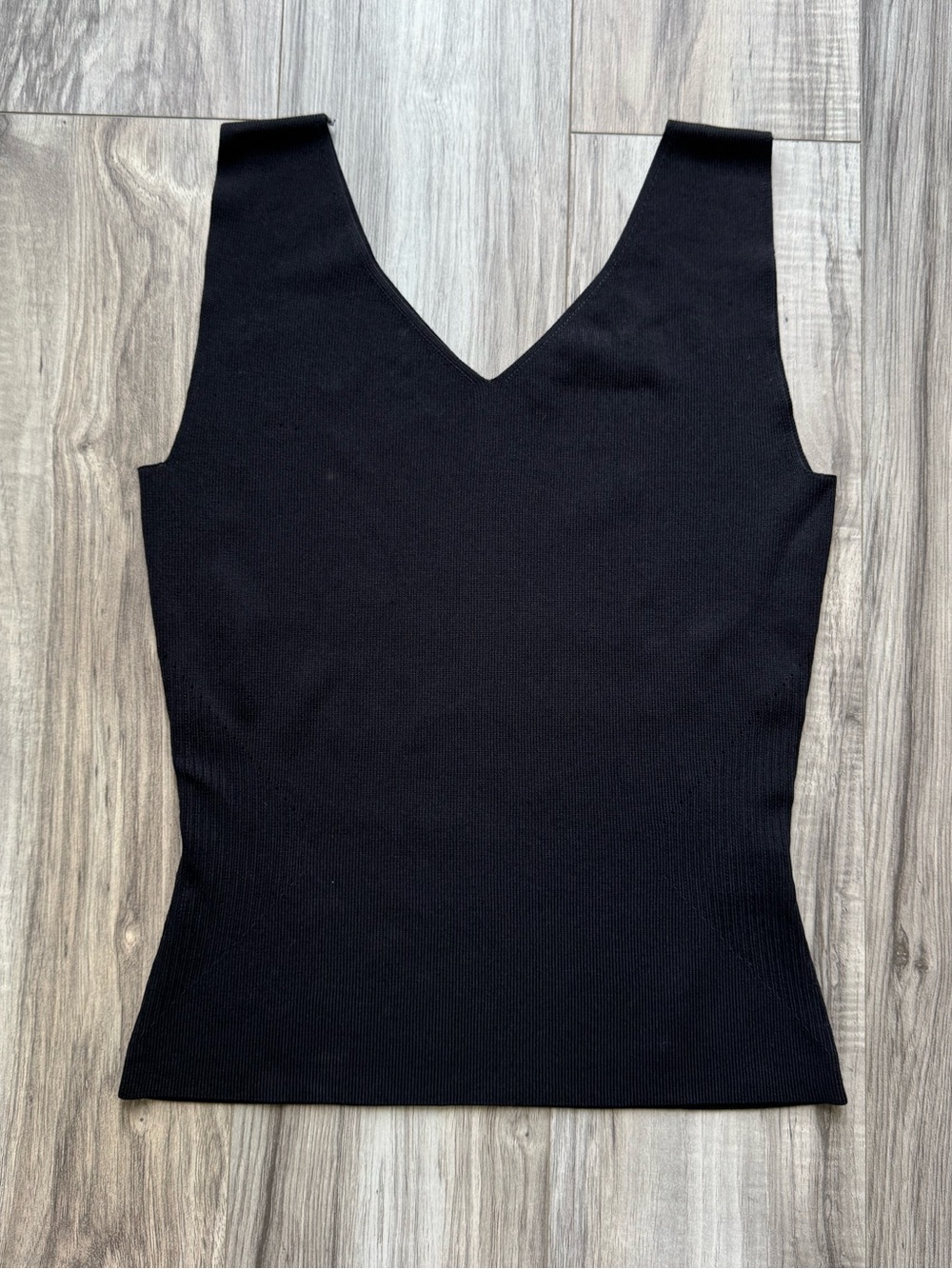 Vintage Y2K Venini Black V-Neck Bodycon Ribbed Knit Tank